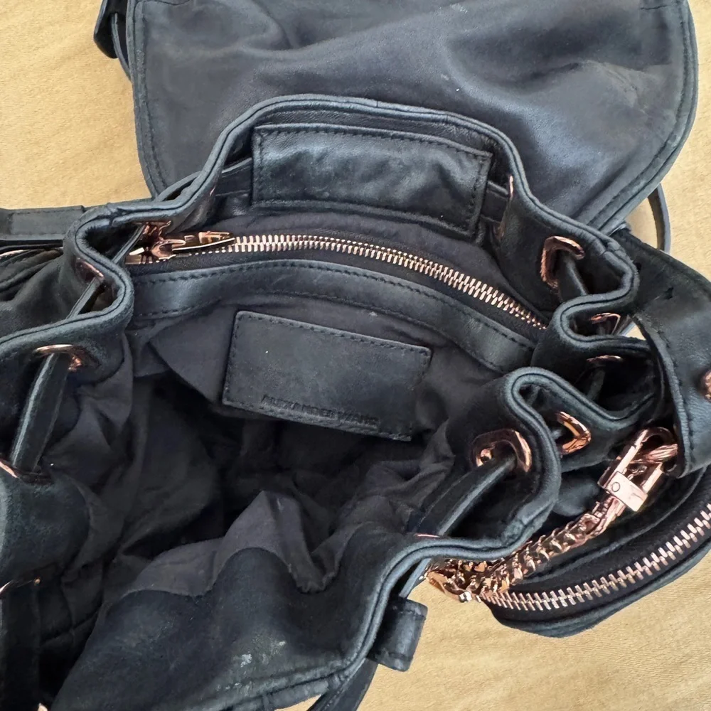 Alexander Wang Marti Black Calfskin Backpack Rose Gold Hardware